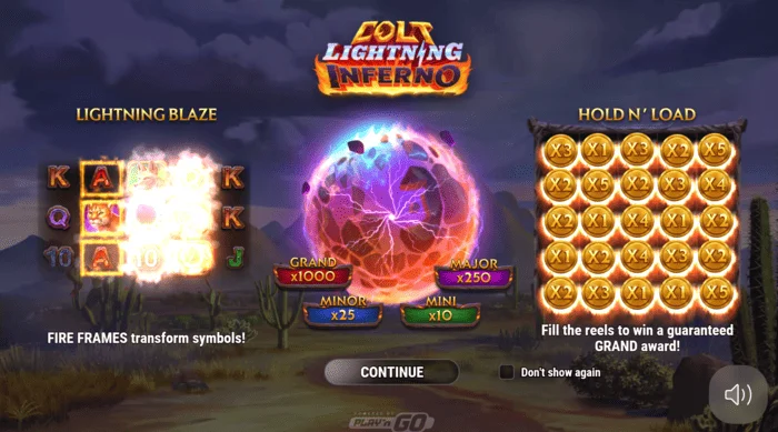 Colt Lightning Inferno главен екран